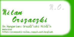 milan orszaczki business card